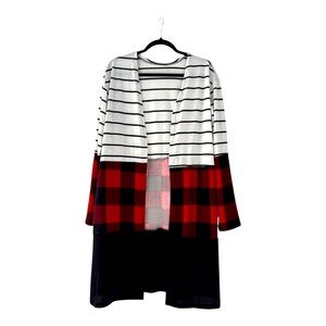 Chic Striped and Plaid Open Cardigan